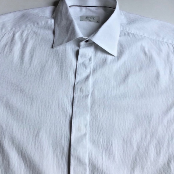 ETON slim  white Tuxedo  cotton shirt F Cuff Sz 16 / 41  made  in Europe - Picture 1 of 14